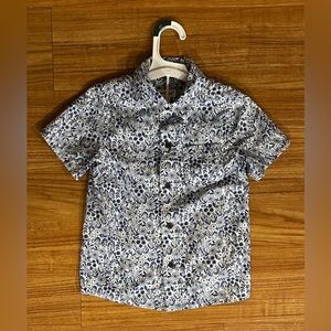 Cat & Jack Boys Button Up Dress Shirt | Blue/White Floral Pattern | NWOT | 4T